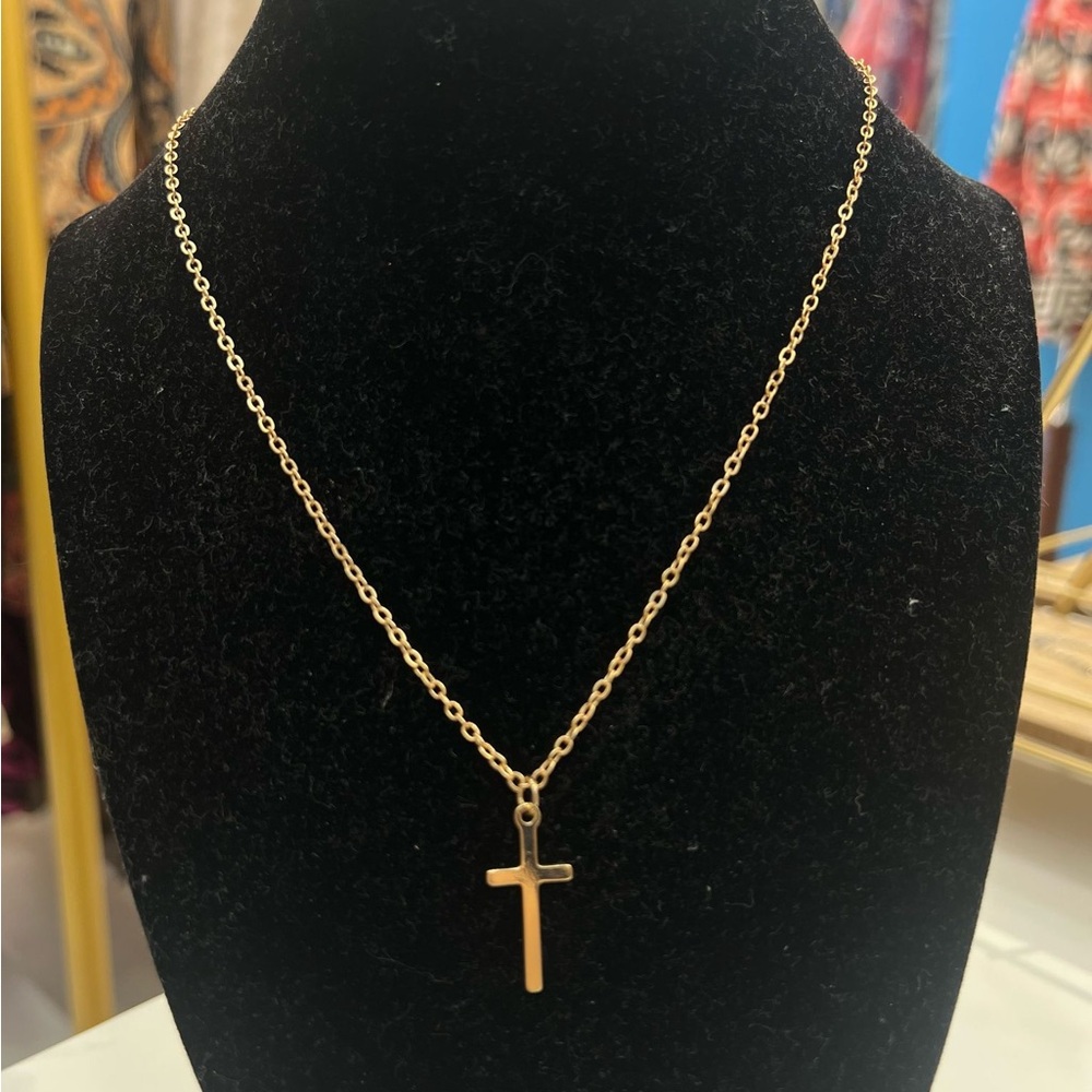 Gold Cross Pendant Necklace